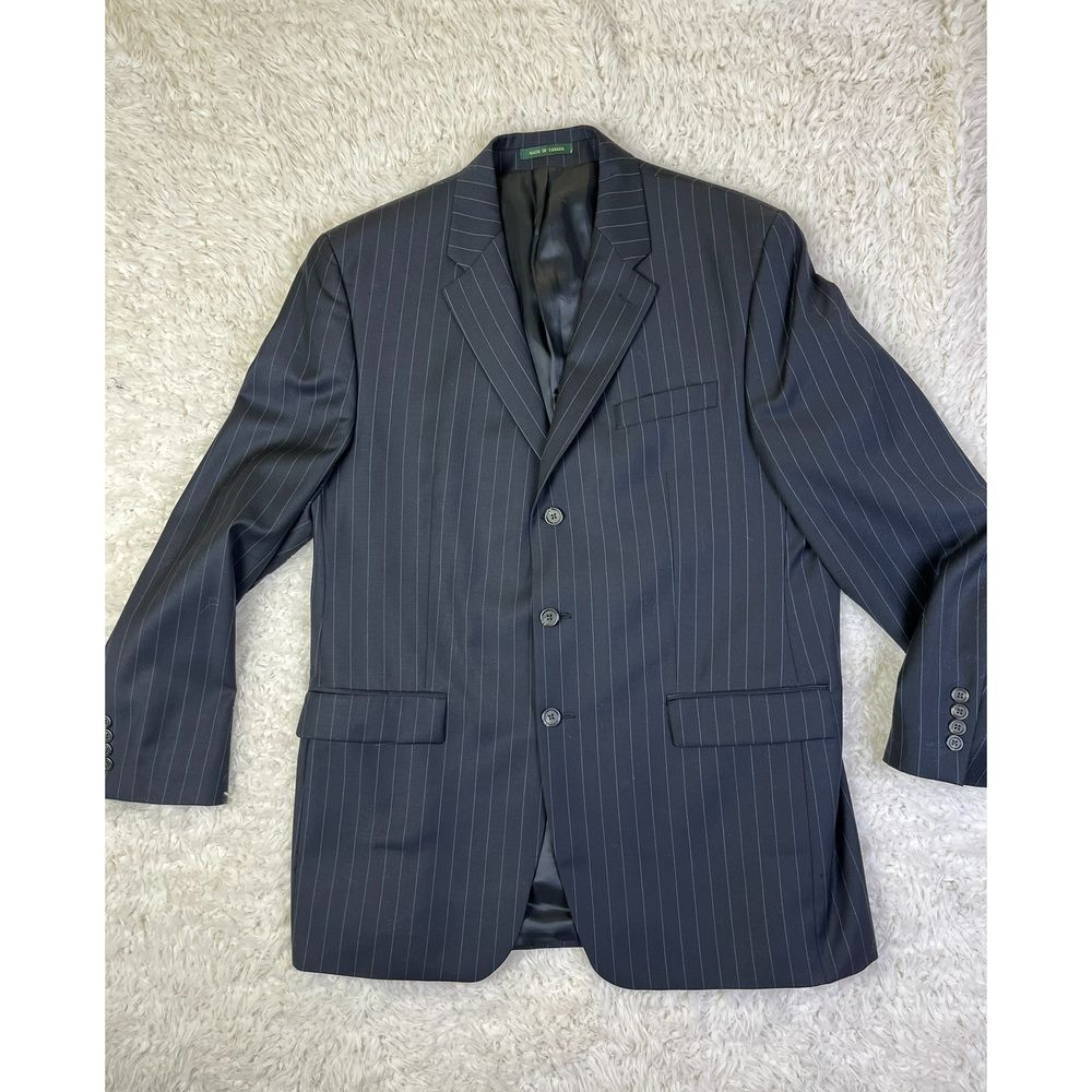 Lauren Ralph Lauren Pinstripe Wool Suit Jacket Blazer Classic Business Formal 44